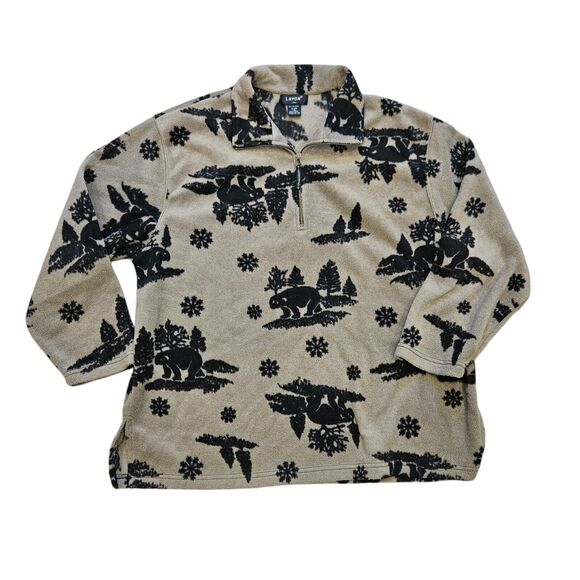 Vtg Lavon Bear Fleece Pullover Jacket Womens 2X Brown Nature Outdoors Gorpcore - Picture 1 of 8